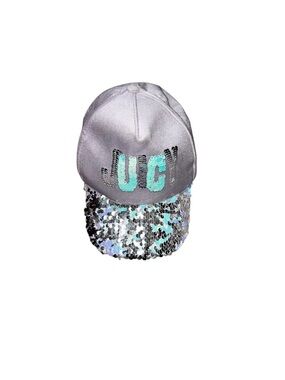 Juicy Couture Vintage Y2K Silver Sequin Girls Hat with Aqua Logo NWOT